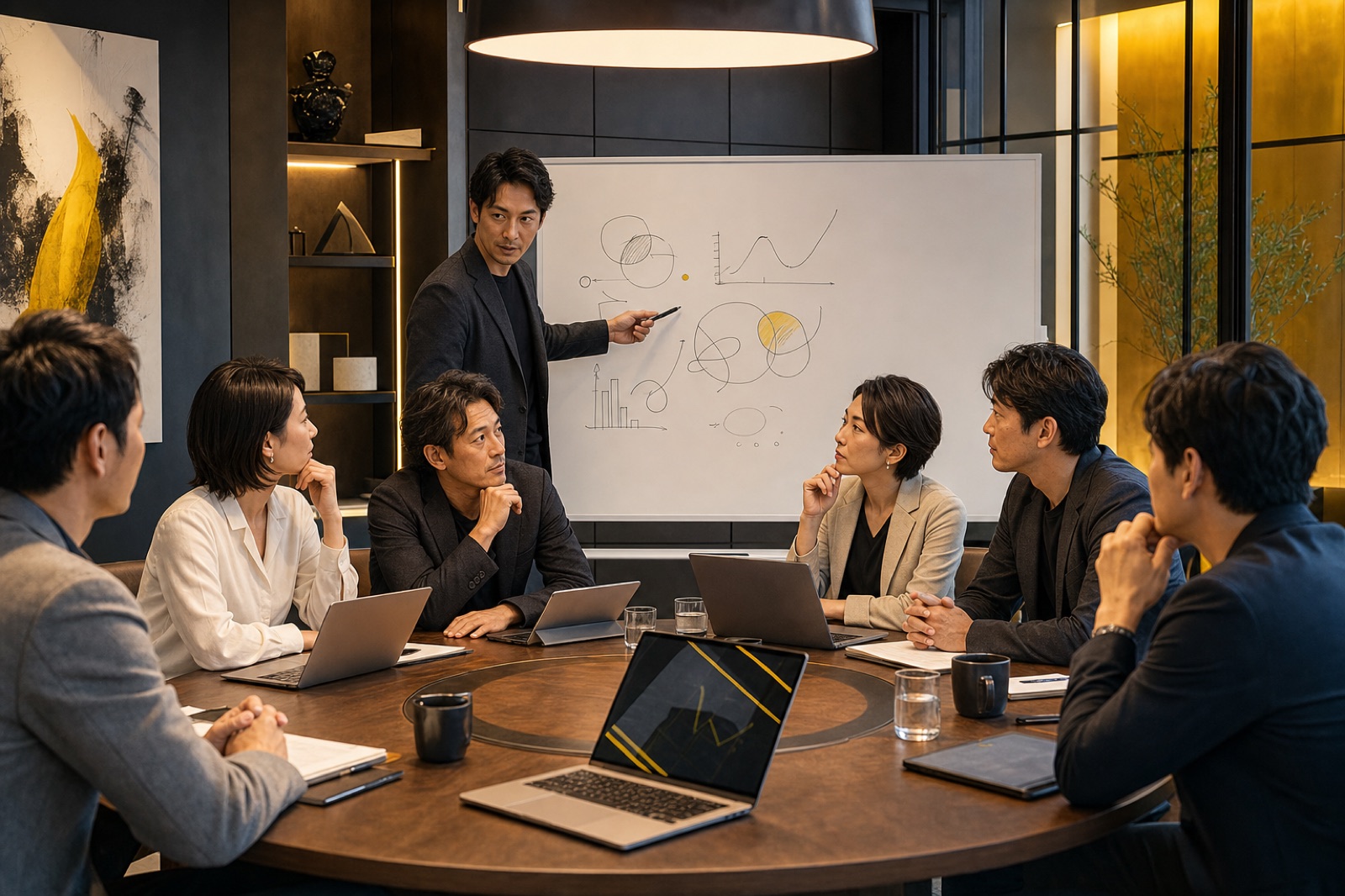 経営者会員の定例会の理想イメージ（生成画像）